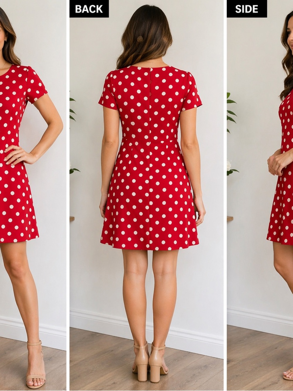 My Michelle Red Polka Dot Dress Size 11/12 A-Line Short Sleeve Retro Fit & Flare - Picture 3 of 8